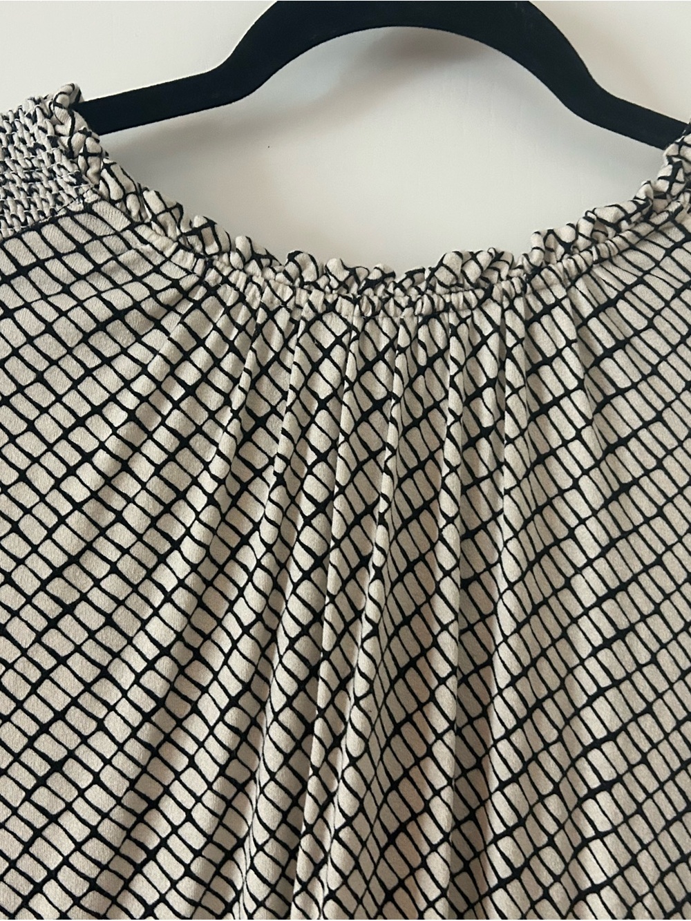 Lane Bryant Black and Cream Grid-Print Blouse